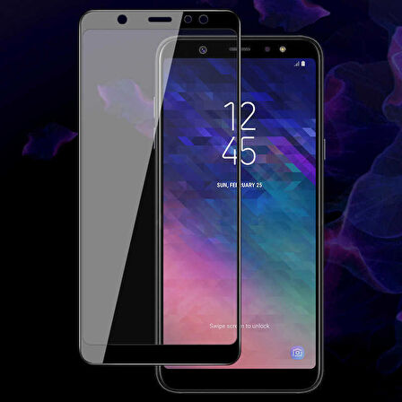 Samsung Galaxy A6 Plus 2018 Uyumlu Kenarları Kırılmaya Dayanıklı Cam Ekran Koruyucu