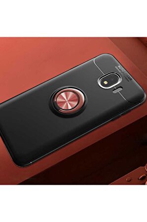 Samsung Galaxy J4 Uyumlu Kılıf Ravel Silikon Kapak Siyah-Kırmızı