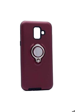 Samsung Galaxy J6 Uyumlu Kılıf Ring Youyou Kapak Mürdüm