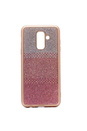 Samsung Galaxy A6 2018 Uyumlu Kılıf Mat Lazer Taşlı Silikon Pembe