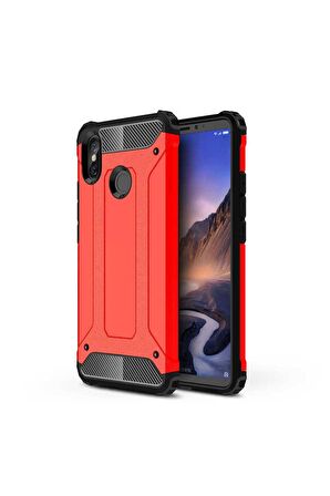 Xiaomi Mi Max 3 Uyumlu Kılıf Crash Silikon Kapak Kırmızı