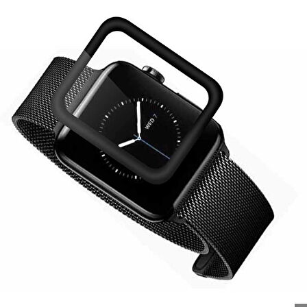 Apple Watch 38 Mm Uyumlu Kenarları Metal Cam Ekran Koruyucu