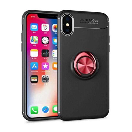 Apple iPhone XS Max Uyumlu Kılıf Ravel Silikon Kapak Siyah-Kırmızı