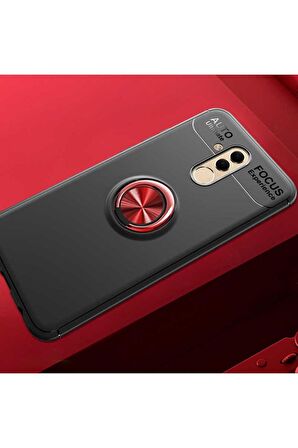 Huawei Mate 20 Lite Uyumlu Kılıf Ravel Silikon Kapak Siyah-Kırmızı