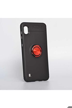 Samsung Galaxy A10 Uyumlu Kılıf Ravel Silikon Kapak Siyah-Kırmızı