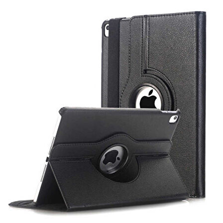 Apple iPad 9.7 2018 (6.Nesil) Uyumlu Tablet Kılıfı 360 Dönebilen Standlı Kılıf Siyah