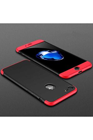 Apple iPhone 8 Uyumlu Kılıf Ays Kapak Siyah-Kırmızı