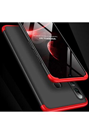 Huawei Y9 Prime 2019 Uyumlu Kılıf Ays Kapak Siyah-Kırmızı