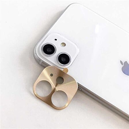 Apple iPhone 11 Uyumlu Metal Kamera Koruyucu Gold