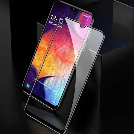 Samsung Galaxy A20S Uyumlu Kenarları Kırılmaya Dayanıklı Cam Ekran Koruyucu