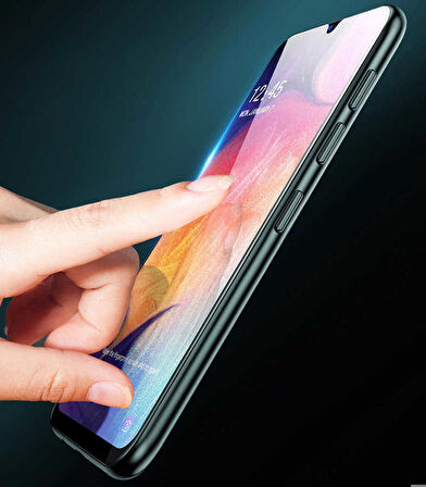 Samsung Galaxy A20S Uyumlu Kenarları Kırılmaya Dayanıklı Cam Ekran Koruyucu