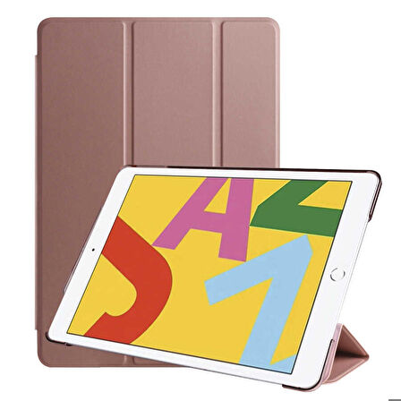 Apple iPad 10.2 (8.Nesil) Uyumlu Tablet Kılıfı Smart Cover Standlı Akıllı Kılıf Rose Gold