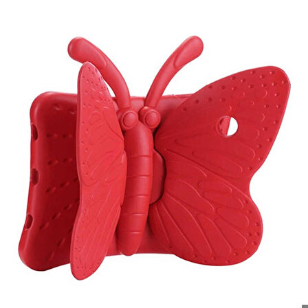 Apple iPad Mini 1 Uyumlu Çocuk Tablet Kılıf Butterfly Standlı Renkli Kılıf Kırmızı