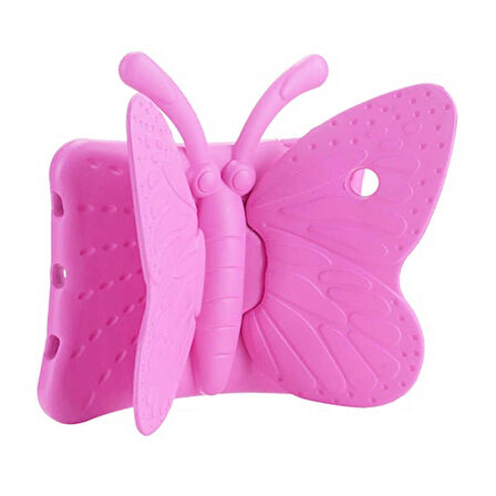Apple iPad Mini 1 Uyumlu Çocuk Tablet Kılıf Butterfly Standlı Renkli Kılıf Pembe