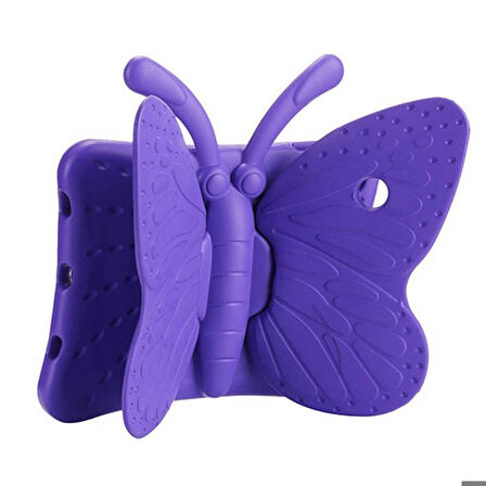 Apple iPad Mini 1 Uyumlu Çocuk Tablet Kılıf Butterfly Standlı Renkli Kılıf Mor