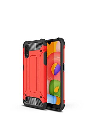Samsung Galaxy A01 Uyumlu Kılıf Crash Silikon Kapak Kırmızı