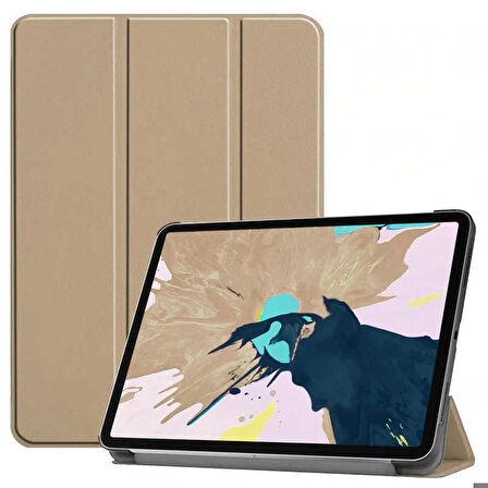 Apple iPad Pro 11 2020 (2.Nesil) Uyumlu Tablet Kılıfı Smart Cover Standlı Kılıf Gold