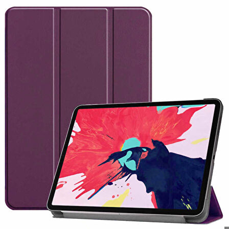 Apple iPad Pro 11 2020 (2.Nesil) Uyumlu Tablet Kılıfı Smart Cover Standlı Kılıf Mor