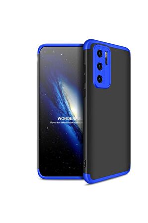 Huawei P40 Pro Uyumlu Kılıf Ays Kapak Siyah-Mavi