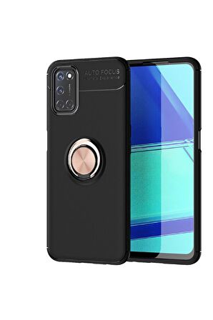 Oppo Reno Uyumlu A92 Kılıf Ravel Silikon Kapak Siyah-Rose Gold