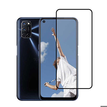 Oppo A92 Uyumlu Kenarları Kırılmaya Dayanıklı Cam Ekran Koruyucu