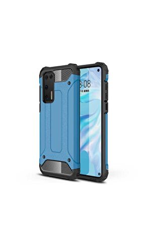 Huawei P40 Uyumlu Kılıf Crash Silikon Kapak Mavi
