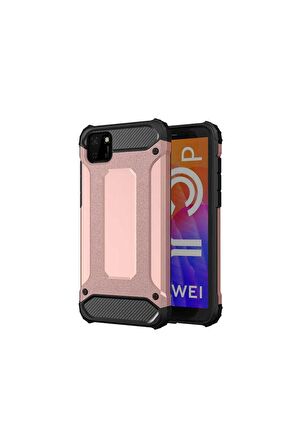 Huawei Y5P Uyumlu Kılıf Crash Silikon Kapak Rose Gold