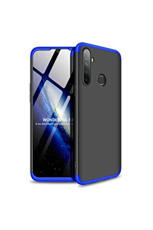 Realme 5 Uyumlu Kılıf Ays Kapak Siyah-Mavi