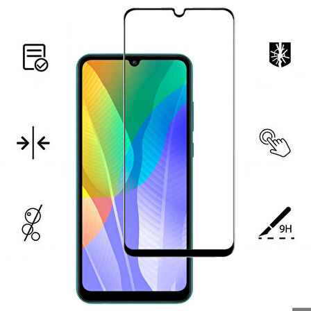 Huawei Y6P Uyumlu Kenarları Kırılmaya Dayanıklı Cam Ekran Koruyucu