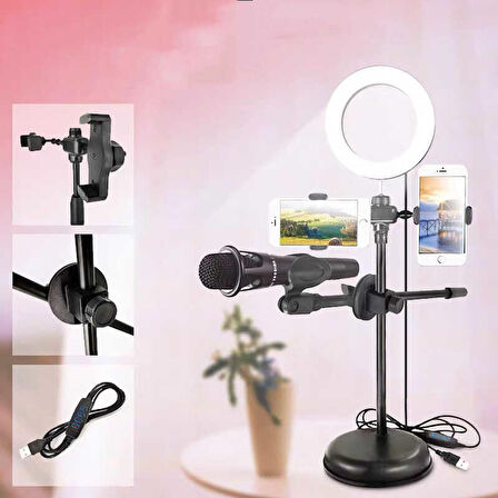 Dual Big Light Işıklı Telefon Tutucu 16 cm Ring Light