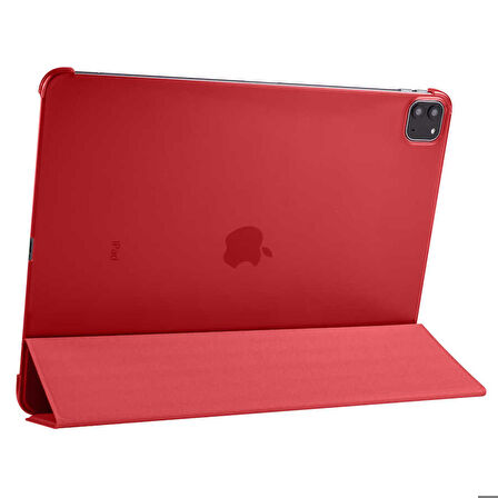 Apple iPad Pro 12.9 2020 (4.Nesil) Uyumlu Tablet Kılıfı Smart Cover Standlı Kılıf Kırmızı