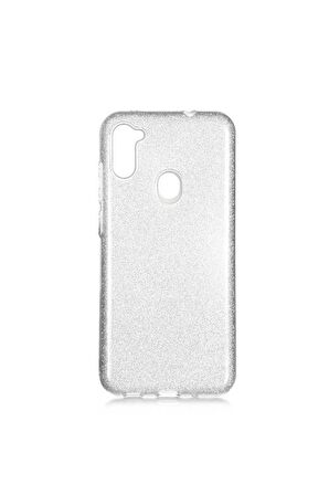Samsung Galaxy A11 Uyumlu Kılıf Shining Silikon Gri