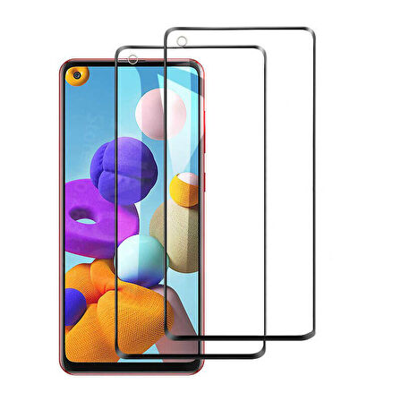 Samsung Galaxy A21 Uyumlu Kenarları Kırılmaya Dayanıklı Cam Ekran Koruyucu