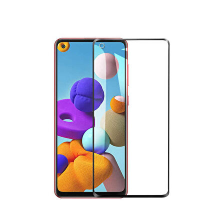 Samsung Galaxy A21 Uyumlu Kenarları Kırılmaya Dayanıklı Cam Ekran Koruyucu