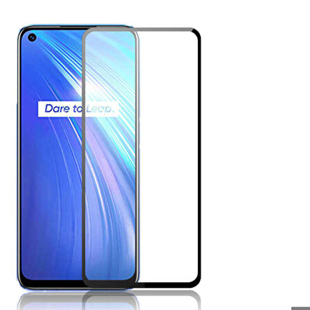 Realme 6 Uyumlu Kenarları Kırılmaya Dayanıklı Cam Ekran Koruyucu