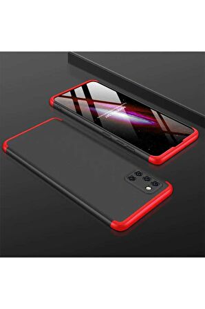 Samsung Galaxy A31 Uyumlu Kılıf Ays Kapak Siyah-Kırmızı