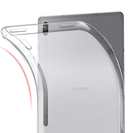 Samsung Galaxy Tab S7 Plus T970 Uyumlu Tablet Kılıfı Şeffaf Süper Silikon Kapak Renksiz