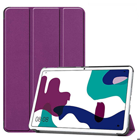 Huawei MatePad 10.4 Uyumlu Tablet Kılıfı Smart Cover Standlı Akıllı Kılıf Mor