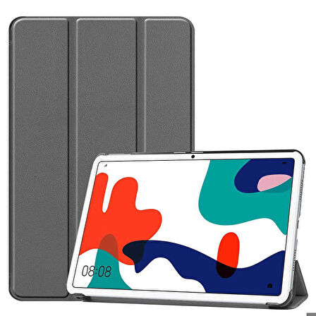 Huawei MatePad 10.4 Uyumlu Tablet Kılıfı Smart Cover Standlı Akıllı Kılıf Gri