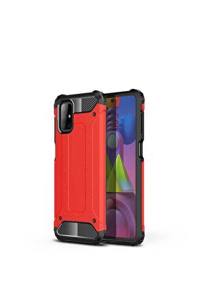 Samsung Galaxy M51 Uyumlu Kılıf Crash Silikon Kapak Kırmızı