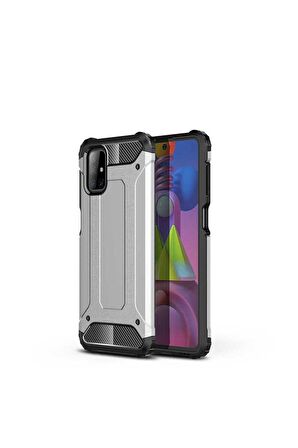 Samsung Galaxy M51 Uyumlu Kılıf Crash Silikon Kapak Gri