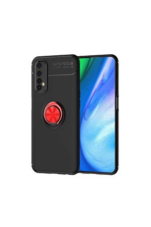 Realme 7 Uyumlu Kılıf Ravel Silikon Kapak Siyah-Kırmızı