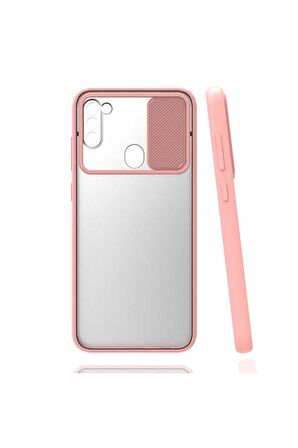 Samsung Galaxy M11 Uyumlu Kılıf Lensi Kapak Pembe Açık