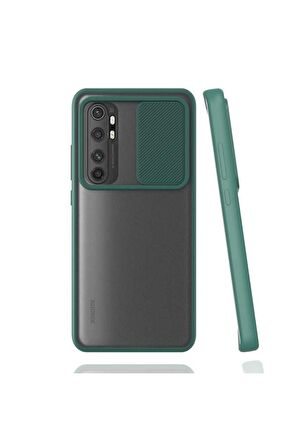Xiaomi Mi Note 10 Lite Uyumlu Kılıf Lensi Kapak Koyu Yeşil