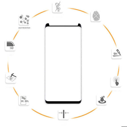 Samsung Galaxy Note 8 Uyumlu Kavisli Full Yapışkanlı Cam Ekran Koruyucu