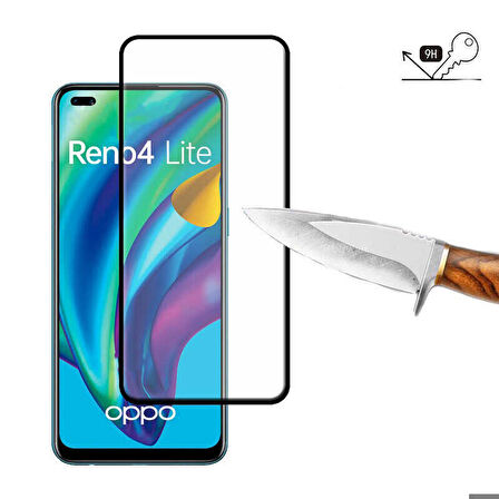 Oppo Reno 4 Lite Uyumlu Kenarları Kırılmaya Dayanıklı Cam Ekran Koruyucu