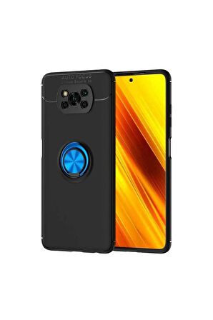 Xiaomi Poco X3 Uyumlu Kılıf Ravel Silikon Kapak Siyah-Mavi