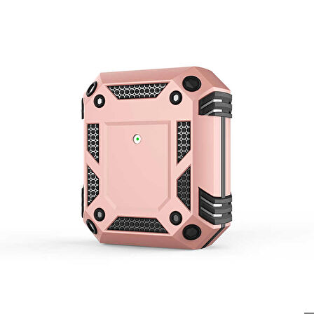 Apple Airpods Uyumlu Kılıf Ultra Zırhlı Tank Tasarım Sert Silikon Airbag 15 Kılıf Rose Gold