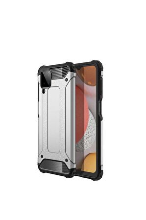 Samsung Galaxy A12 Uyumlu Kılıf Crash Silikon Kapak Gri
