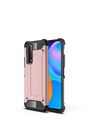 Huawei P Smart 2021 Uyumlu Kılıf Crash Silikon Kapak Rose Gold